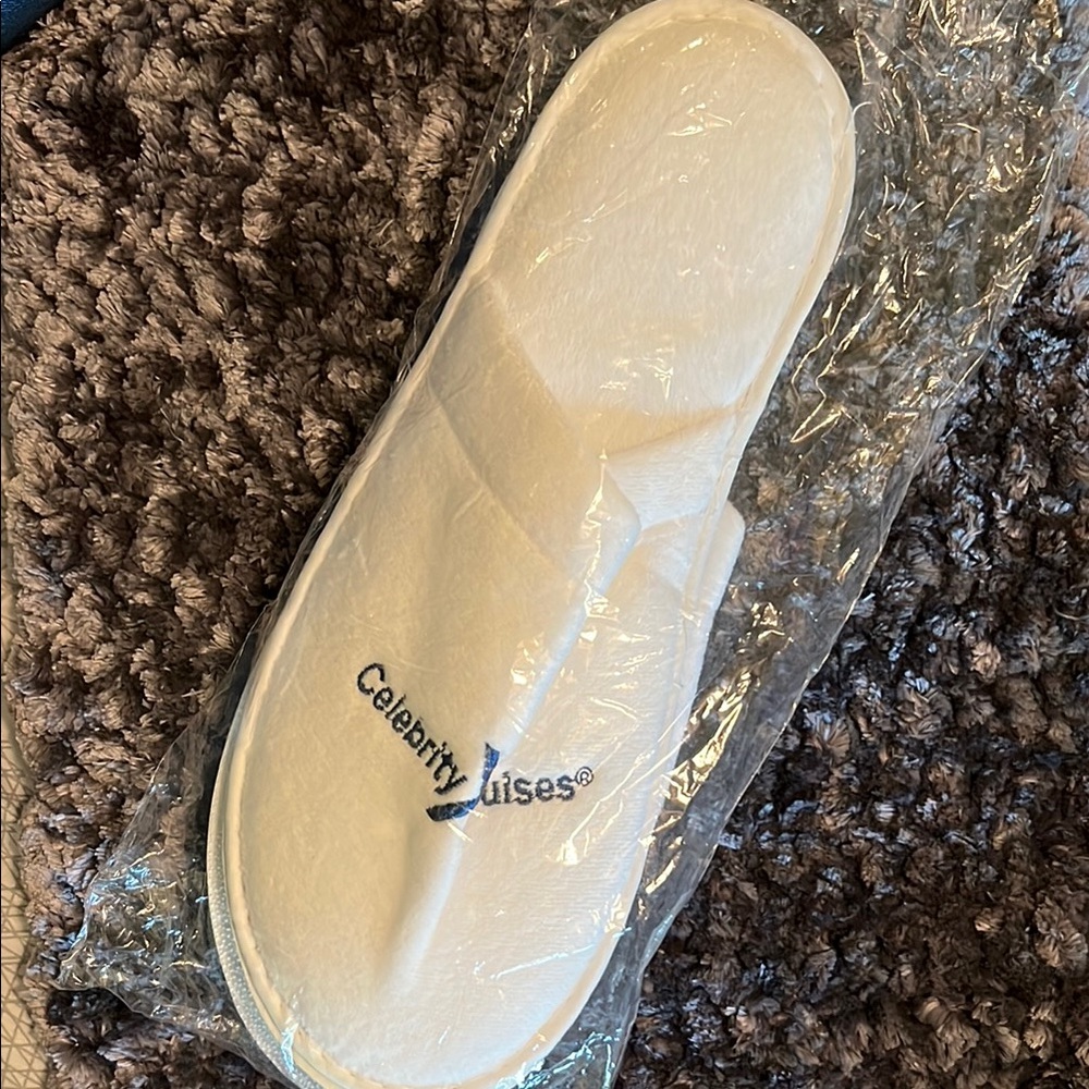 Celebrity Cruises White Slippers, large, never used